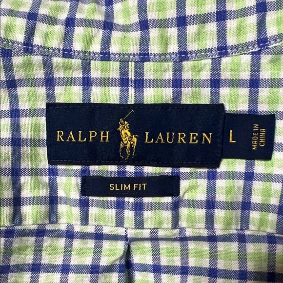Ralph Lauren Blue and White Plaid Men's Shirt - Picture 10 of 10
